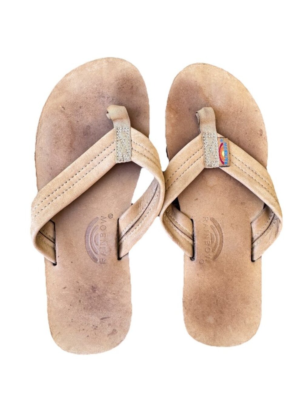 RAINBOW SANDALS FLIP FLOPS Kids Youth Unisex Boys Girls Size 13 1 Tan Beige